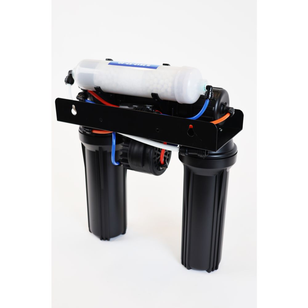 Neo-Pure 4 Stage RO Manifold Retrofit, 25 GPD, Alkaline Remineralizer, Drain Saddle, Feed Adapter, Permeate Pump