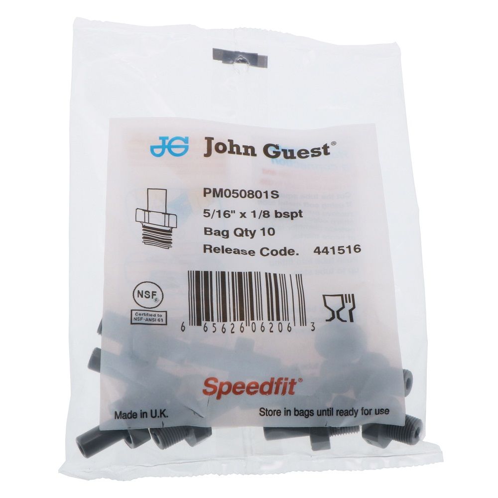 John Guest Stem Adapter BSPT - 5/16 x 1/8  BSPT