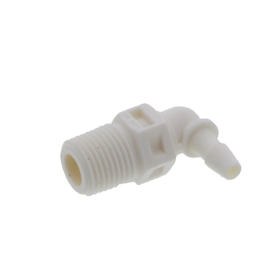 FitQuik Nylon Thread to Tube Elbow Fitting - 1/8 NPT to 1/8 Hose Barb