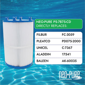 Neo-Pure PS-7B75-CD Pool and Spa Filter 7-1/8" x 10-1/2"