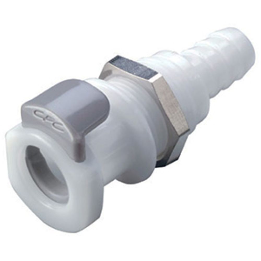 9208400 NSF Valved Panel Mount Hose Barb Coupling Body 3/8 ID Barb