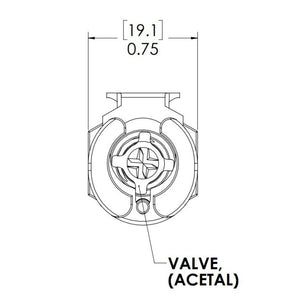 LinkTech 40AC Series Panel Mt. Female, Valved, 1/4" HB, Natural Acetal,