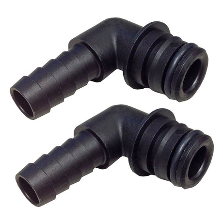 3/4 Quad Port 90 Deg Elbow x 1/2" Hose Barb Fittings [Pair]