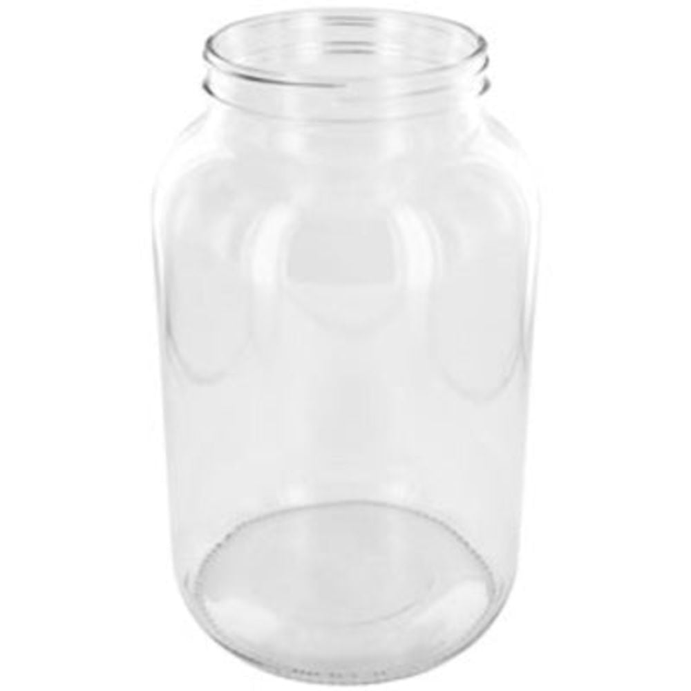 Glass Jar 1 GAL Wide Mouth Flint w/ Pour Lid and Handle - Turquoise Lid
