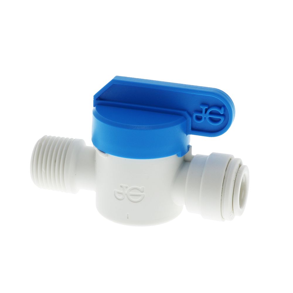 John Guest Shut-Off Valve Polypro Male NPTF - 3/8 Tube x 3/8 Male NPTF