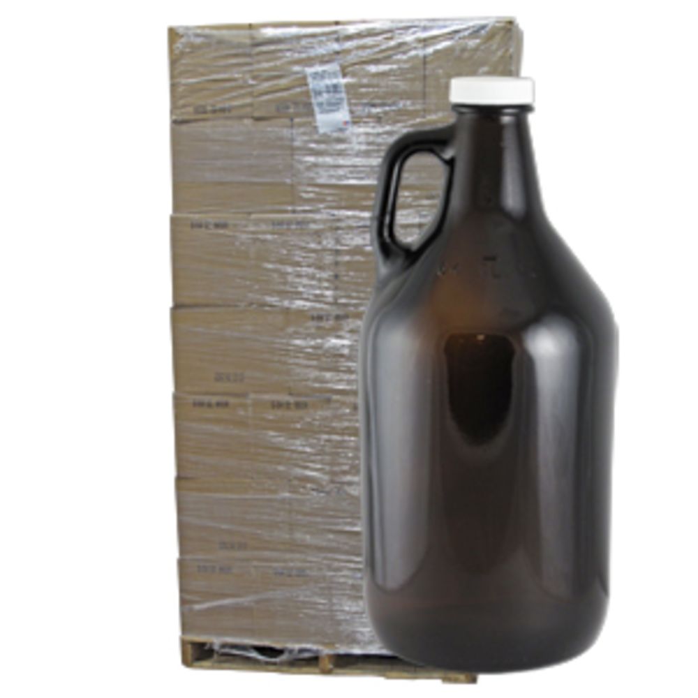 Amber 64oz Glass Beer Growler or Water Bottle With Cap