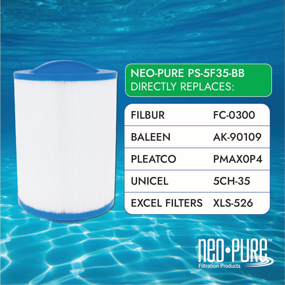 Neo-Pure PS-5F35-BB Pool and Spa Filter 5-5/8” x 8“