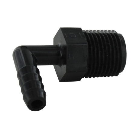 Male Elbow Barb Connector PP - 1/4 ID Barb x 3/8 MNPT
