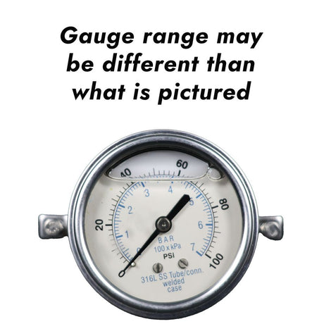 Water Pressure Gauge 100 PSI, 1/4" MPT, 2.0" Plastic Dial, Center Back Uclamp, SS Case