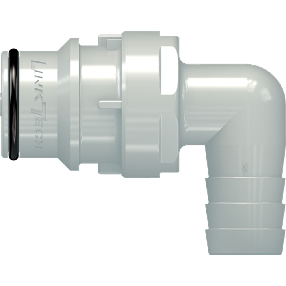LinkTech 60PP Series Elbow Male, Non-valved, 1/2" HB, Polypropylene, EPDM