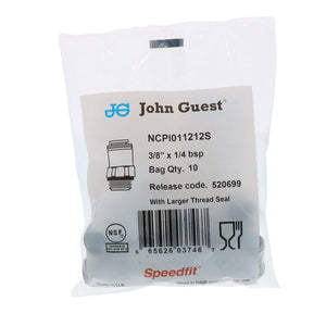 John Guest Male Connector BSPP - 3/8 x 1/4  BSPP Large Seal