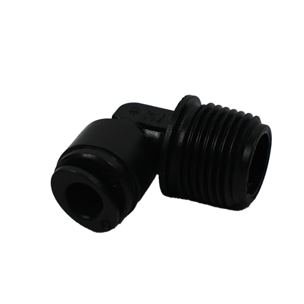 BLACK - Male Elbow Acetal  1/4 qc x 3/8 MNPT