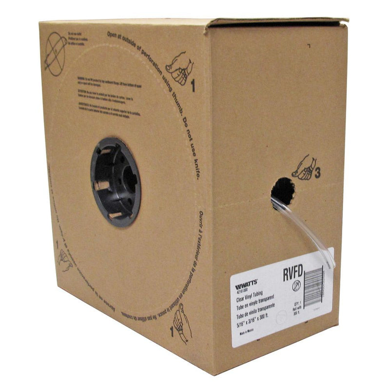 Watts RVFD Clear Vinyl Tubing 3/16 ID x 5/16 OD x 300'