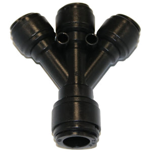 NeoFit Acetal Black Three Way Divider 1/2" tube x 3/8" tube