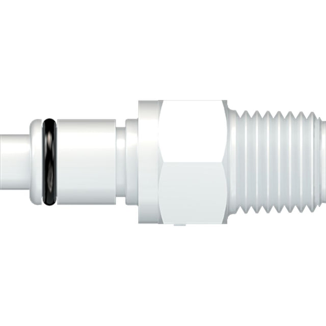 LinkTech 40AC Series Male Thread Male, Valved, 1/4" MNPT, Natural Acetal, Buna N