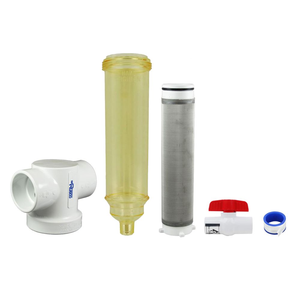 Rusco Chemically Resistant Spin Down Filter T Style 1-1/2" SS - 100 Mesh [152 micron]