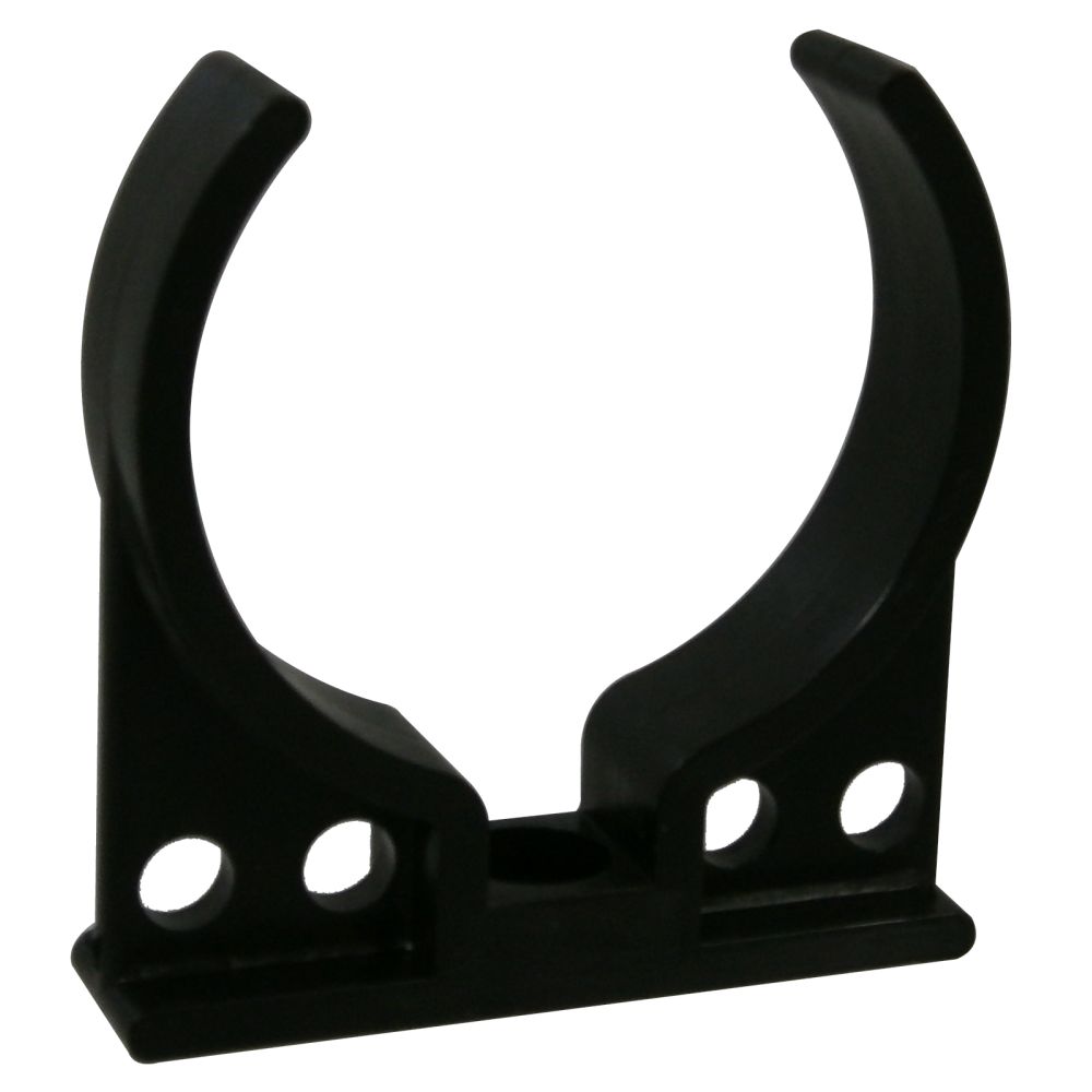 Single Mounting Clip 2.5" Diameter w/ 4 holes for 1/4 tube, BLACK