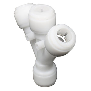 NeoFit Acetal White Three Way Divider 1/2" tube x 1/2" tube