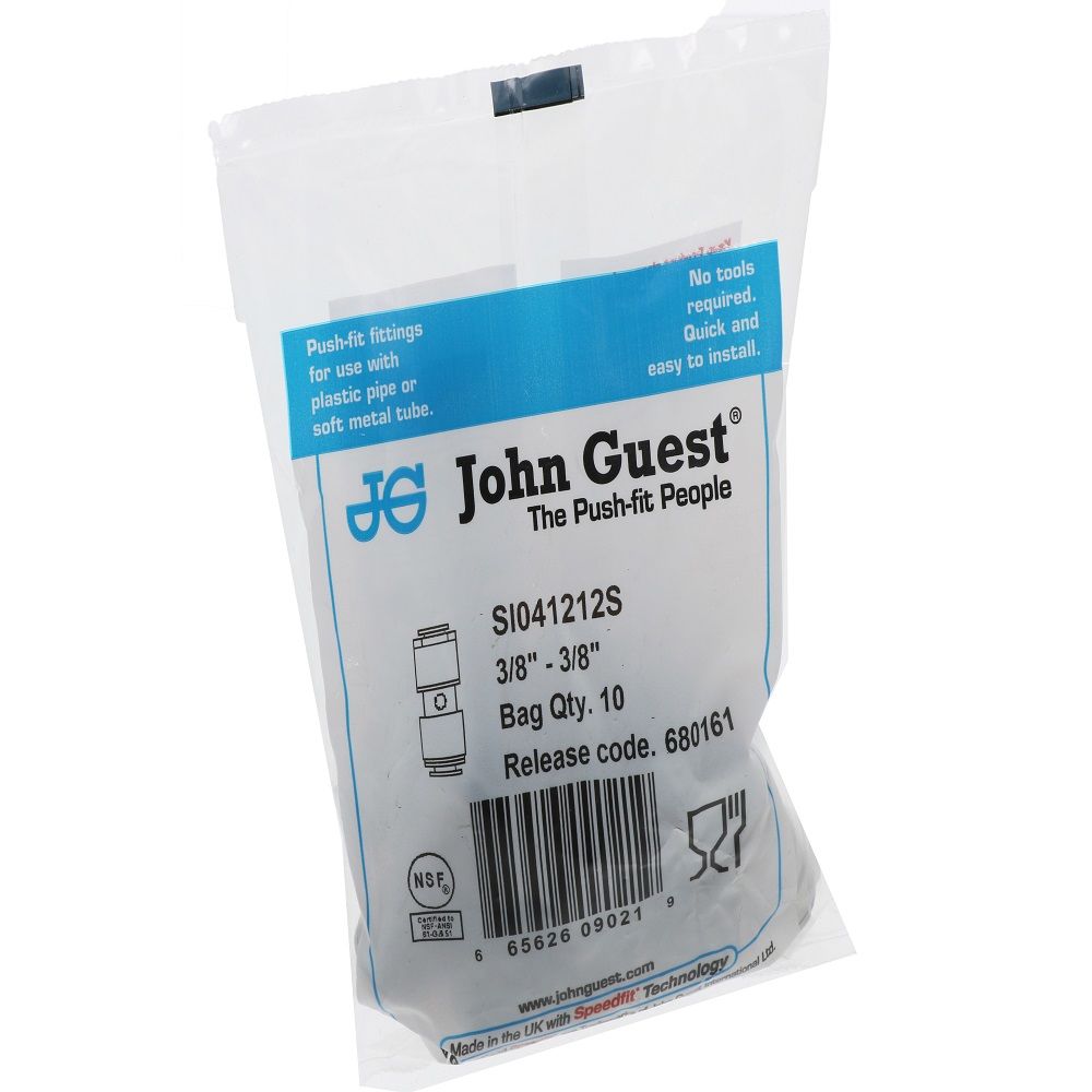 John Guest Superseal Union - 3/8 Superseal x 3/8
