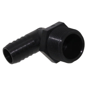 Male Elbow Barb x Male NPT - 5/8" HB x 3/4" MNPT - Black Polypropylene