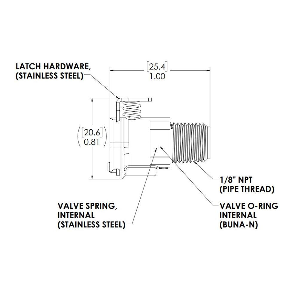 LinkTech 20AC Male Thread Socket, Valved, 1/8" MNPT