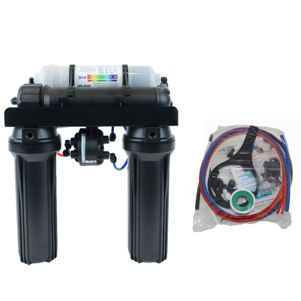 Neo-Pure 4 Stage RO Manifold Retrofit, 25 GPD, Alkaline Remineralizer, Permeate Pump