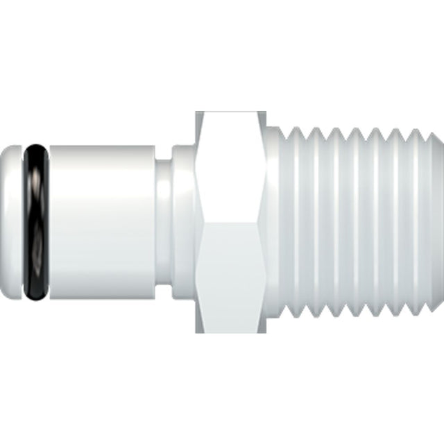 LinkTech 40AC Series Male Thread Male, Non-valved, 1/4" MNPT, Natural Acetal, Buna N