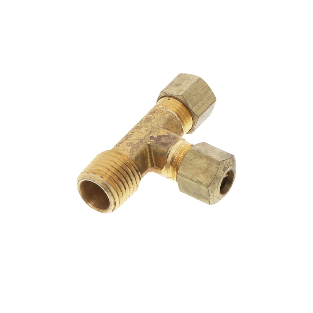 Brass Male Run Tee 1/4 Compression x 1/4 MPT x 1/4 Compression