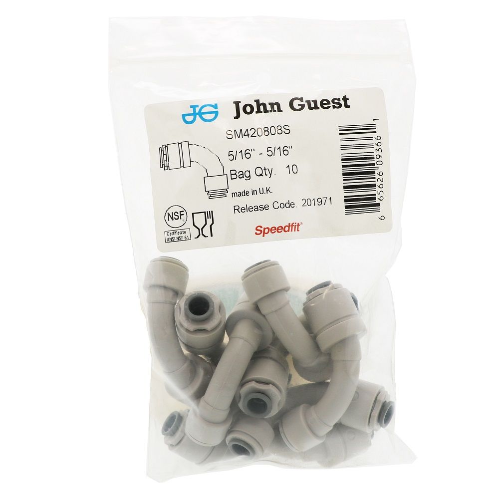 John Guest Superseal Flow Bend Elbow - 5/16 Superseal x 5/16