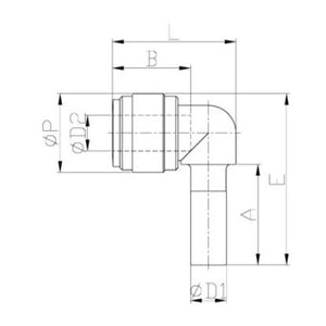 NeoFit - Acetal Gray Stem Elbow- 1/4"tube OD x 3/8"stem