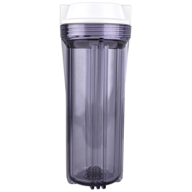 10" Neo-Pure SlimLine Filter Housing Clear Sump/Flat White Cap 1/2" No Pressure Relief