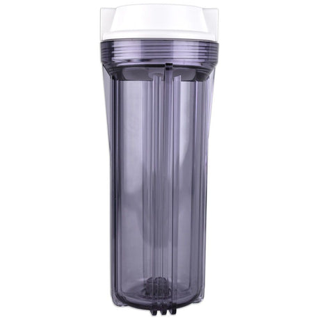 10" Neo-Pure SlimLine Filter Housing Clear Sump/Flat White Cap 1/2" No Pressure Relief