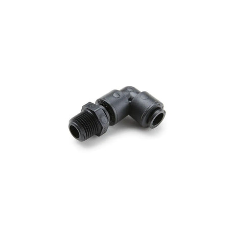 Black Kynar PVDF Male  Elbow Swivel - 1/4 x 1/8 NPTF