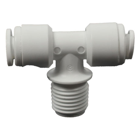 Male Branch Tee Acetal 1/4 qc x 1/4 qc x 1/4 MNPT Branch