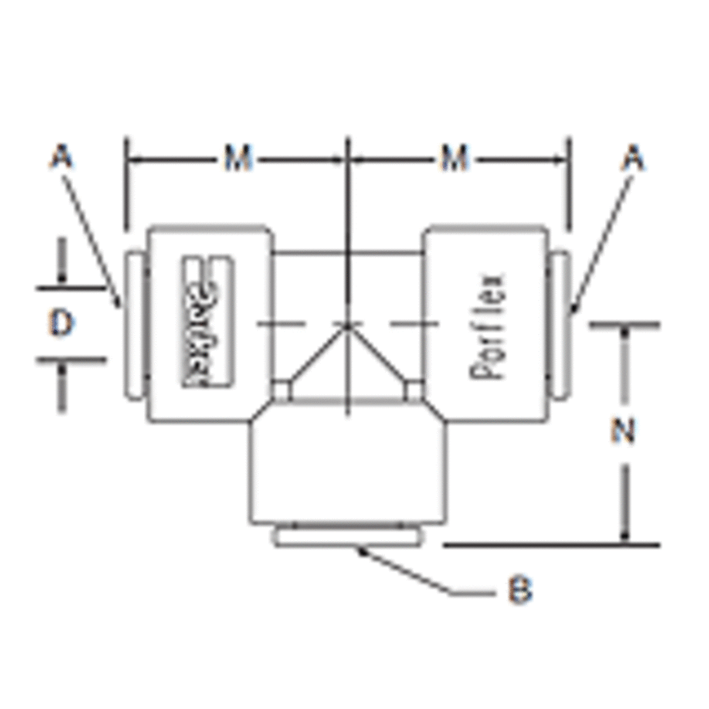 Kynar PVDF Union Tee - 3/8 x 1/4 Branch