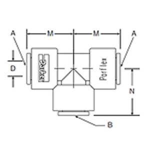 Kynar PVDF Union Tee - 3/8 x 1/4 Branch