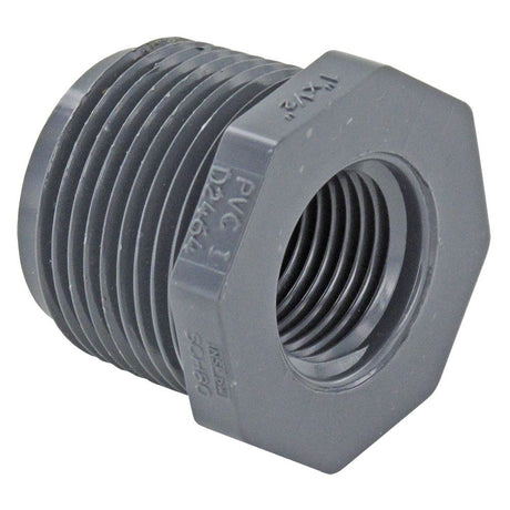 PVC Reducer Bushing  - 1 MIPT x 1/2 FIPT