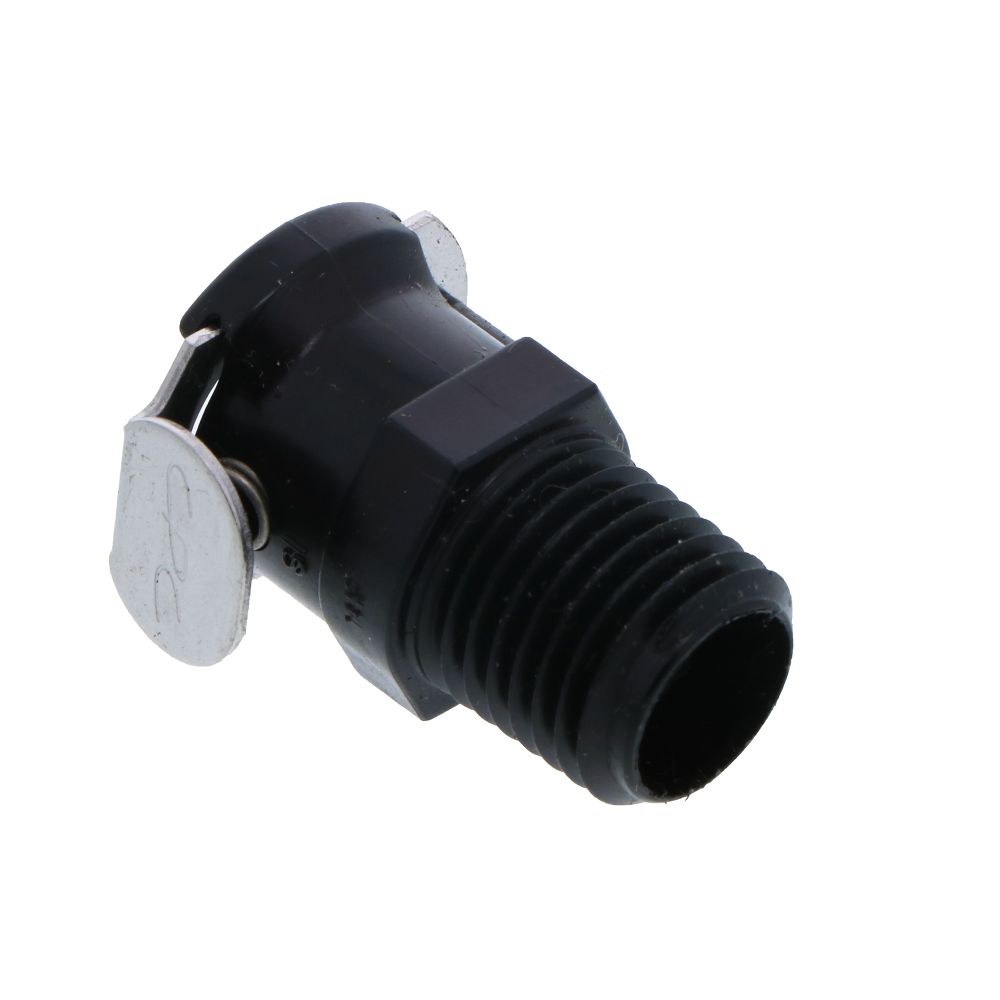 PLCD10004VBLK Valved Black Male Thread Coupling Body 1/4 NPT FKM [Viton] O-ring
