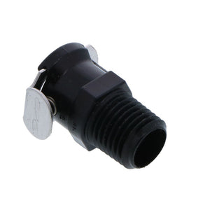 PLCD10004VBLK Valved Black Male Thread Coupling Body 1/4 NPT FKM [Viton] O-ring