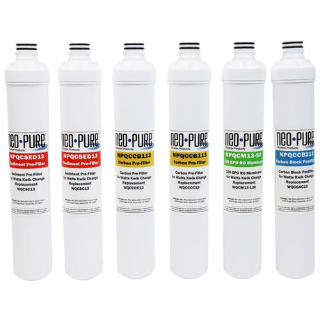 Neo-Pure 13" 50 GPD Replacement RO Membrane Filter Kit for Watts Kwik Change