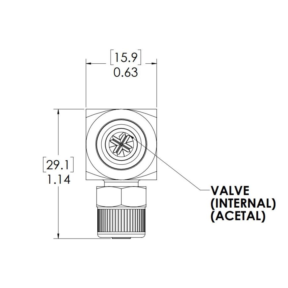 LinkTech 40CB Series Elbow Male, Valved, 1/4" PTF, Chrome Brass
