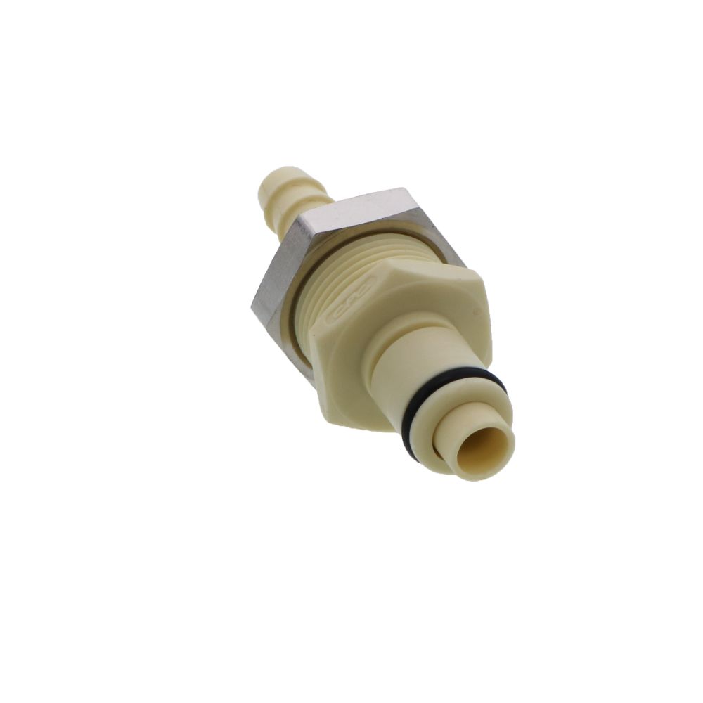 PLCD4200412 Valved Panel Mount Hose Barb Coupling Insert 1/4 ID Barb