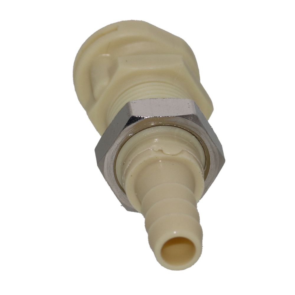 Colder PMC160412NC 1/4" Hose Barb Non-Valved Panel Mount Polypropylene Coupling Body without Clips - Bag of 25