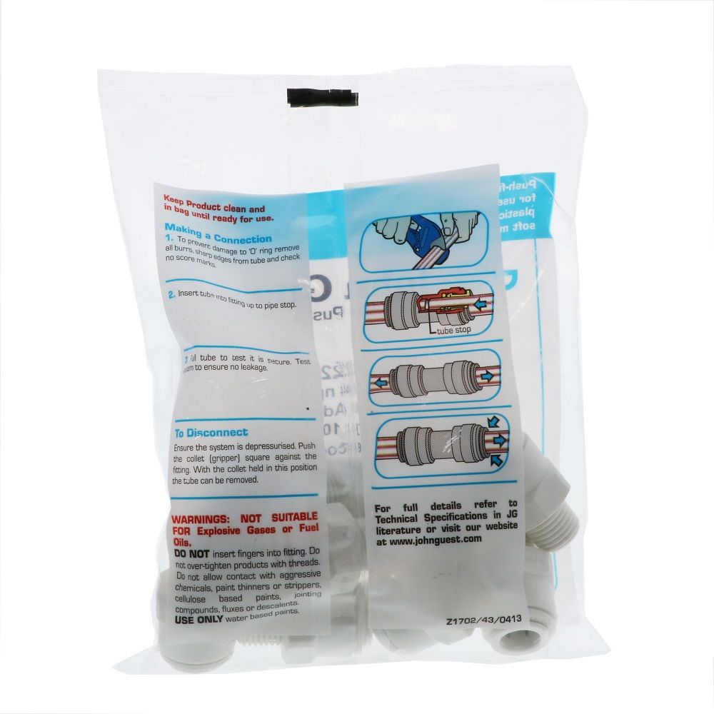 John Guest Male Connector NPTF Polypro - 3/8 x 1/4 NPTF