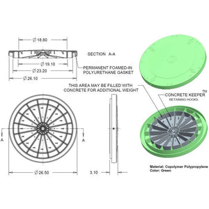 24 x12 Inch Tuf-Tite Bundle - 24x12 riser, 24 inch flat lid & 24 inch ring adapter