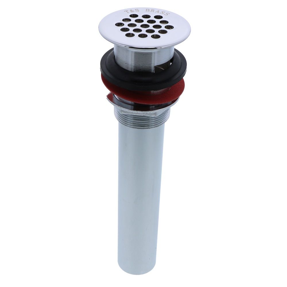 T&S Brass B-0899 Drain with Grid, Polished Chrome Plated Brass
