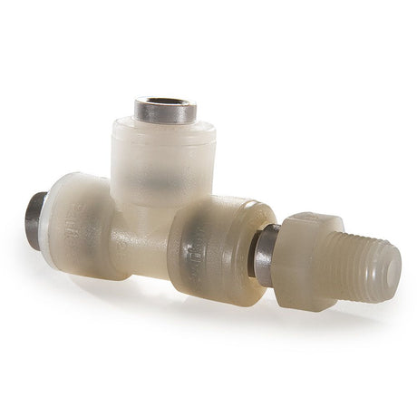 Kynar PVDF Male Run Swivel Tee - 1/4 x 1/4 NPTF