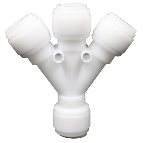 NeoFit Acetal White Three Way Divider 1/2" tube x 1/2" tube