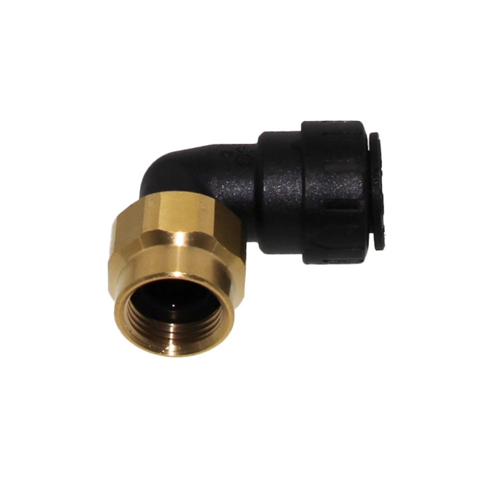 John Guest ProLock Female Elbow Connector NPS - 3/4 CTS x 3/4 NPS [Brass Nut]