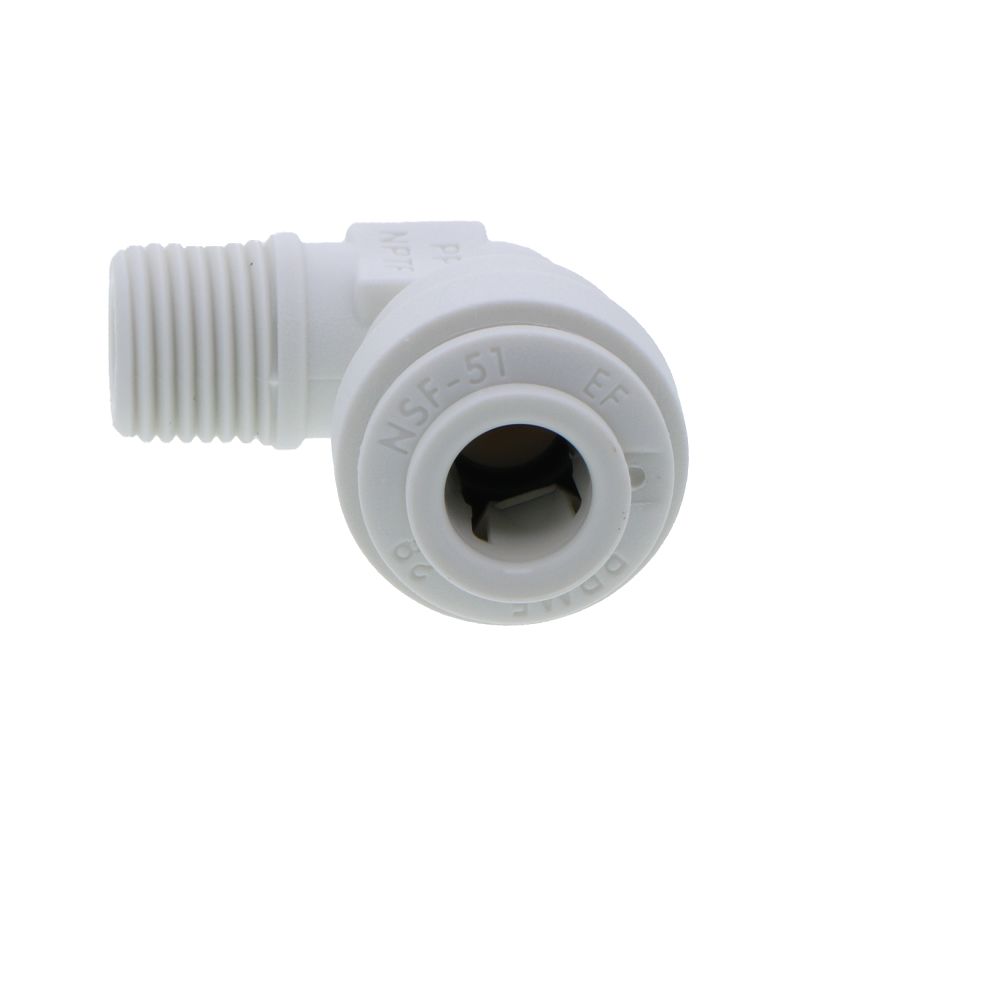 John Guest Fixed Elbow NPTF Polypro - 1/4 x 1/8 NPTF